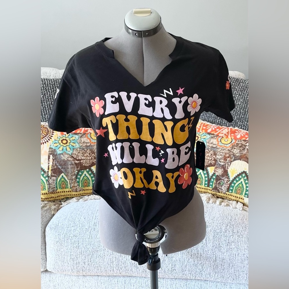 Black Graphic Tee with Positive Message
